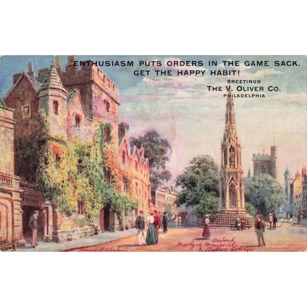 Oxford England Martyrs Memorial Balliol College Tuck Oilette Postcard Ad Wimbush